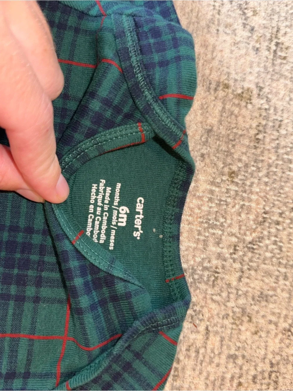 Carter's Green and Navy Plaid Bodysuit with Red‎ Accents